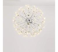Firework Crystal Long Branch Pendant Lighting Chandelier Led Ceiling Light Fixture for Living Room Bedroom,Chrome,24 Lights(Chrome,64 Lights)