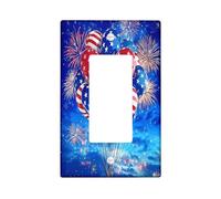 Fireworks - Cubierta decorativa para interruptor del 4 de julio, 1 banda, balancín individual, cubierta de placa de pared para el Día de la Independencia, tamaño estándar, placa frontal eléctrica para