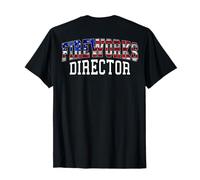 Fireworks Director USA Flag Varsity 4 de julio en la parte posterior Camiseta
