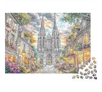 Fireworks Gatohedral Paquete De Rompecabezas 1000 Piezas para Apasionados, Cartón Resistente,Gothic Gatohedral Town Decoración Mural, Regalo Familia, Diversión Fin De Semana 70x50cm/1000pcs