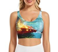 Fireworks in the Sky - Brasier deportivo para mujer, de alto apoyo, cómodo y elegante para todos tus entrenamientos, Fire Red Chinese Loong 3, L