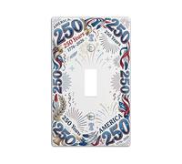 Fireworks - Placa de cubierta de interruptor de luz individual, cintas patrióticas festivas, campanas de plástico rojo independencia, tamaño estándar, placa decorativa para nuevo departamento, hogar