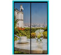 FIRGUNY Puerta de pantalla magnética, cortina de malla de cierre magnético de pantalla de puerta resistente, imanes de puertas de mosquitos para puerta corredera de patio trasera delantera, gancho y bucle de marco completo, manos libres (negro)