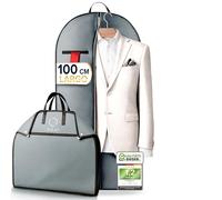 FiRiO® 1 x Premium Kleidersack - bis 50% dicker Material - Faltbare Kleidersack Reisetasche - Business Trazugtasche - atmungsaktiv Kleiderhülle für Reise & Aufbewahrung - Kleidersäcke 100x60cm, gris