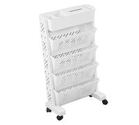 Firlar Estante Organizador de Almacenamiento Blanco, Carro Utilitario con Ruedas, Estante para Libros de Escritorio para el Aula, Estantería Móvil de Plástico Extraíble, para el Hogar,(5 capas)