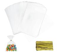 Firschoie 200 Bolsas de cono transparentes de caramelos, bolsas de polipropileno y Celofan, para envolver galletas pastel de chocolate confitería (10 x 15 cm)