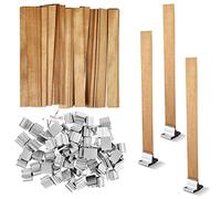 Firschoie 60 Mechas de Madera para Velas, 13x130mm Mecha de Vela de Madera con 25 Bases de Metal, Hacer Velas artesanales, Wood Wick para Hacer Velas artesanales, ecológicas, sin Humo