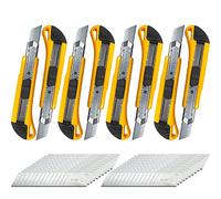 Firschoie 8 Piezas Cúter de cuchillas, 18mm con cuchilla repuesto, cuchilla rota, cuchilla se puede reemplazar, Mango ABS antideslizante retráctil y doble cerradura, para manualidades, trabajos corte