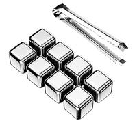 Firschoie Cubitos de Hielo Acero Inoxidable, 8 Piezas Piedras de whisky + Abrazaderas, Calidad alimentaria reutilizables Piedra de enfriamiento, Para whisky, vino, zumo de bebida o limonada