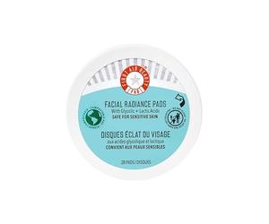 First Aid Beauty Facial Radiance Pads Daily Exfoliating Pads with AHA (Glycolic + Lactic Acids) that Help Tone & Brighten Skin Compostable for Daily Use, 28