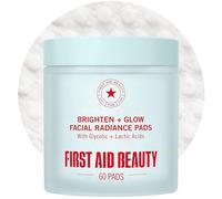 First Aid Beauty - Facial Radiance Pads with Glicolic & Lactic Acids, Daily Exfoliating Pads with AHA, Visibly Smaller Pores, Help Tone & Brighten Skin, One-Step Makeup Prep, Compostable, 60ct