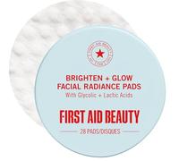 First Aid Beauty Pads Facial Radiance con Ácidos Glicólico y Láctico, AHA, Poros Visiblemente Más Pequeños, Compostables, 28