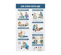 First Aid CPR AED Poster Instruction Chart Educational Wall Decor for Workplace Office School Home Family Emergency Rescue Guide Print(Framed,16x24inch(40x60cm))