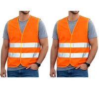 First Aid Only Chaleco Reflectante Naranja | Chaleco de Seguridad para Coche y Bici según EN ISO 20471:2013 | Alta Visibilidad para Adultos, Talla Única, Certificado, Lavable | P-91912 00