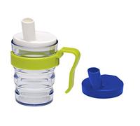First Aid Only Vaso con pajita integrada, 2 tapas para líquidos y purés, asa desmontable, apto para microondas, 200 ml, P-10013