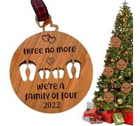 First Christmas Ornament - 3.1-Inch Round Wooden First Christmass Babys Sign | Natural Wood Tree Pendant with Lanyard | Cute Welcome Signs for, Wall & Fireplace Decor
