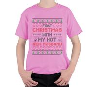 First Christmas with My Hot New Husband - Camiseta unisex para niños, Rosa., 140