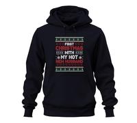 First Christmas with My Hot New Husband - Sudadera con capucha unisex con capucha para Navidad, azul marino, S