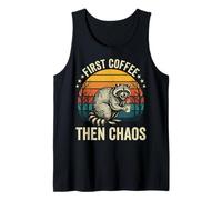 First Coffee Then Chaos Raccoon Camiseta sin Mangas
