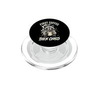 First Coffee Then Chaos Raccoon PopSockets PopGrip para MagSafe