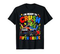 First Day Fifth Grade T Rex Monster Truck Back To School Boy Camiseta