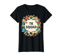 First Day TK TK Squad Fun TK Teacher - Aprendizaje temprano para Mujer Camiseta gráfica económica, Mujer, Negro, XS