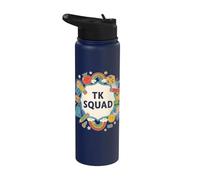 First Day TK TK Squad Fun TK Teacher - Aprendizaje temprano para mujer Stainless Steel Insulated Water Bottle