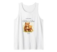 First Father's Day 2025 Cute Papa Bear Reading Book New Dad Camiseta sin Mangas