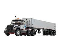 First Gear 1/50 Mack Granite MP Day Cab negro plateado East Genesis End Dump Trailer 50-3456
