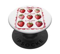 First Grade Is My Jam Fresa Divertida Maestro Primaria Aula PopSockets PopGrip Adhesivo