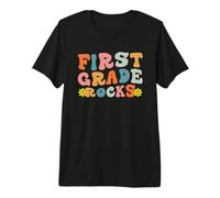 First Grade Rocks Retro Teacher Student Kids Back to School Camiseta Premium