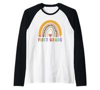 First Grade Teacher Student Boho Rainbow Back To School Camiseta Manga Raglan