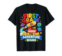 First Grade Where The Adventure Begins Space Back To School Camiseta