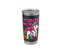 First Grade Will Be Magic Unicorn 1er Grade Pink Stars Vaso térmico de acero inoxidable de doble pared