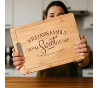 First Home - Tabla de cortar personalizada, regalo único de inauguración de la casa para pareja o amigo, decoración personalizada de cocina con diseño grabado