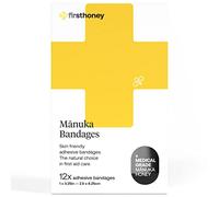 FIRST HONEY Manuka Honey Adhesive Bandages | Latex Free, Antibiotic Free Wound Dressing | First Aid Care Burns, Cuts, Scrapes, Wounds, Lacerations|12 Count (Pack of 1)