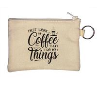 First I Drink My Coffee Then I Do My Things Llavero Monedero Beige, beige, Talla única