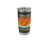 First I Eat Waffles Then I Do The Things Waffles Vintage Vaso térmico de acero inoxidable de doble pared