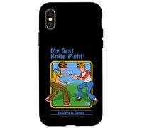 First Knife Fight Sarcastic Retro Vintage Funny Adult Humor Carcasa para iPhone X/XS