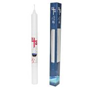 First Light - Vela bautismal blanca con cruz y paloma, 25 cm