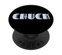 First Name Chuck Vintage Art Deco Light Blue/Lavender Font PopSockets PopGrip Adhesivo
