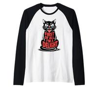 First of All I'm a Delight Growl Funny Black Cat Lover Women Camiseta Manga Raglan