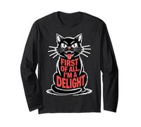 First of All I'm a Delight Growl Funny Black Cat Lover Women Manga Larga