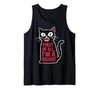 First of All I'm a Delight Hiss Black Funny Cat Lover Women Camiseta sin Mangas