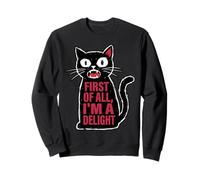 First of All I'm a Delight Hiss Black Funny Cat Lover Women Sudadera