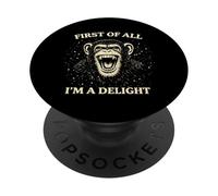 First of All I'm A Delight Vintage Monkey Funny Chimpancé PopSockets PopGrip Adhesivo