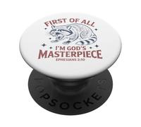 First of All Im God Masterpiece Funny Raccoon Ephesians 2:10 PopSockets PopGrip Adhesivo