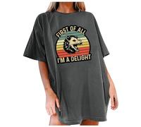 First of All Wickel - Camiseta para mujer con estampado, gris oscuro, XL