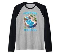 First One In The Pool Nadador rápido competitivo - Camiseta Manga Raglan