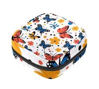 First Period Bag - Bolsa de almacenamiento de servilletas sanitarias para mujeres y niñas, bolsa portátil para copa menstrual, bolsa acolchada con cremallera de mariposa colorida y flor